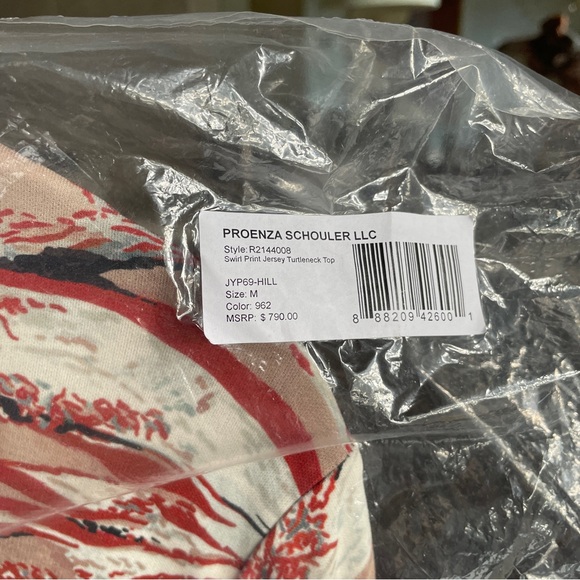 PROENZA Schouler NWT Swirl Print Jersey Turtleneck Top in Red Multi M - Picture 13 of 16